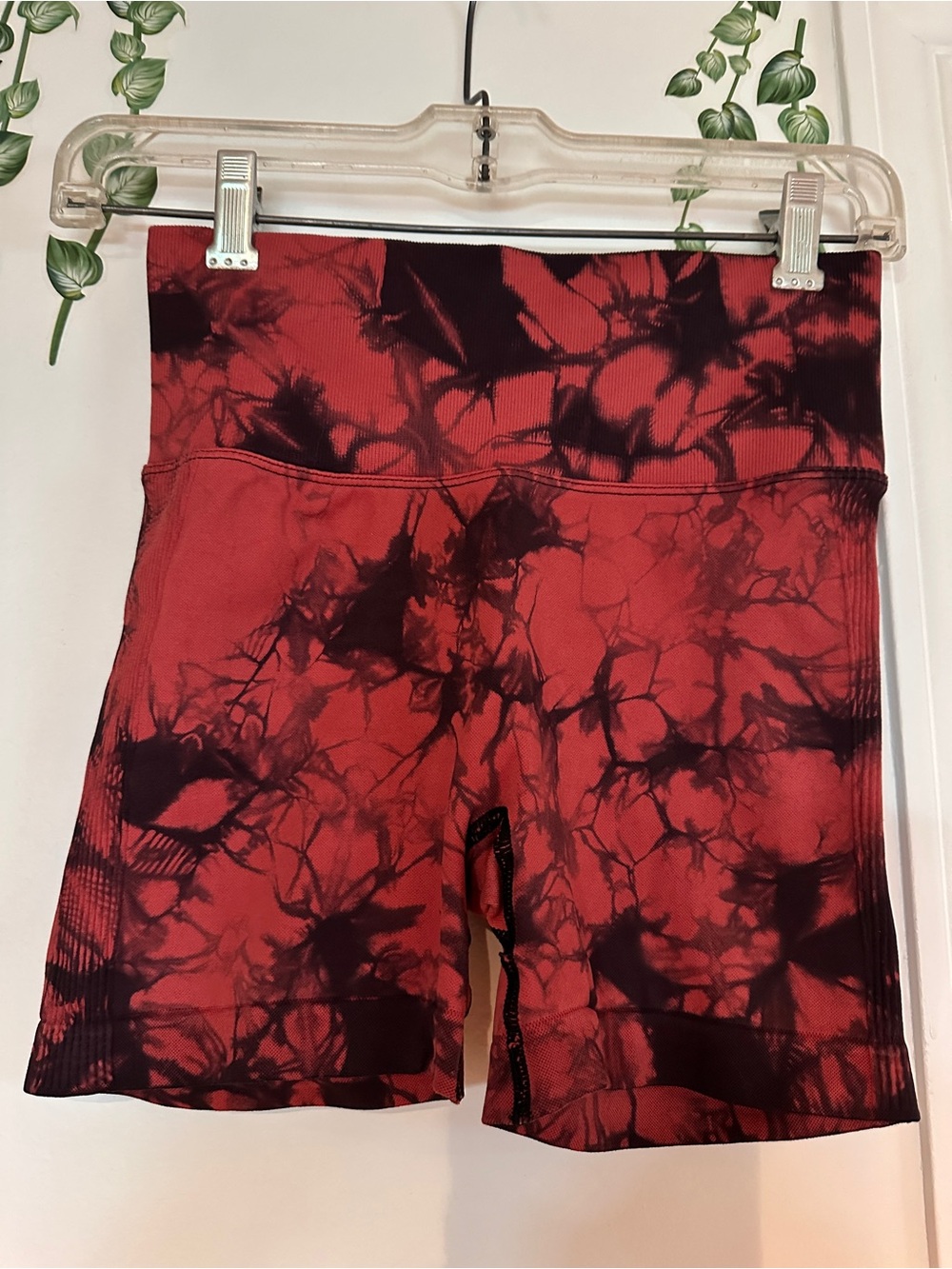 Amazon Red and Black Tie-Dye High-Rise Bike Shorts